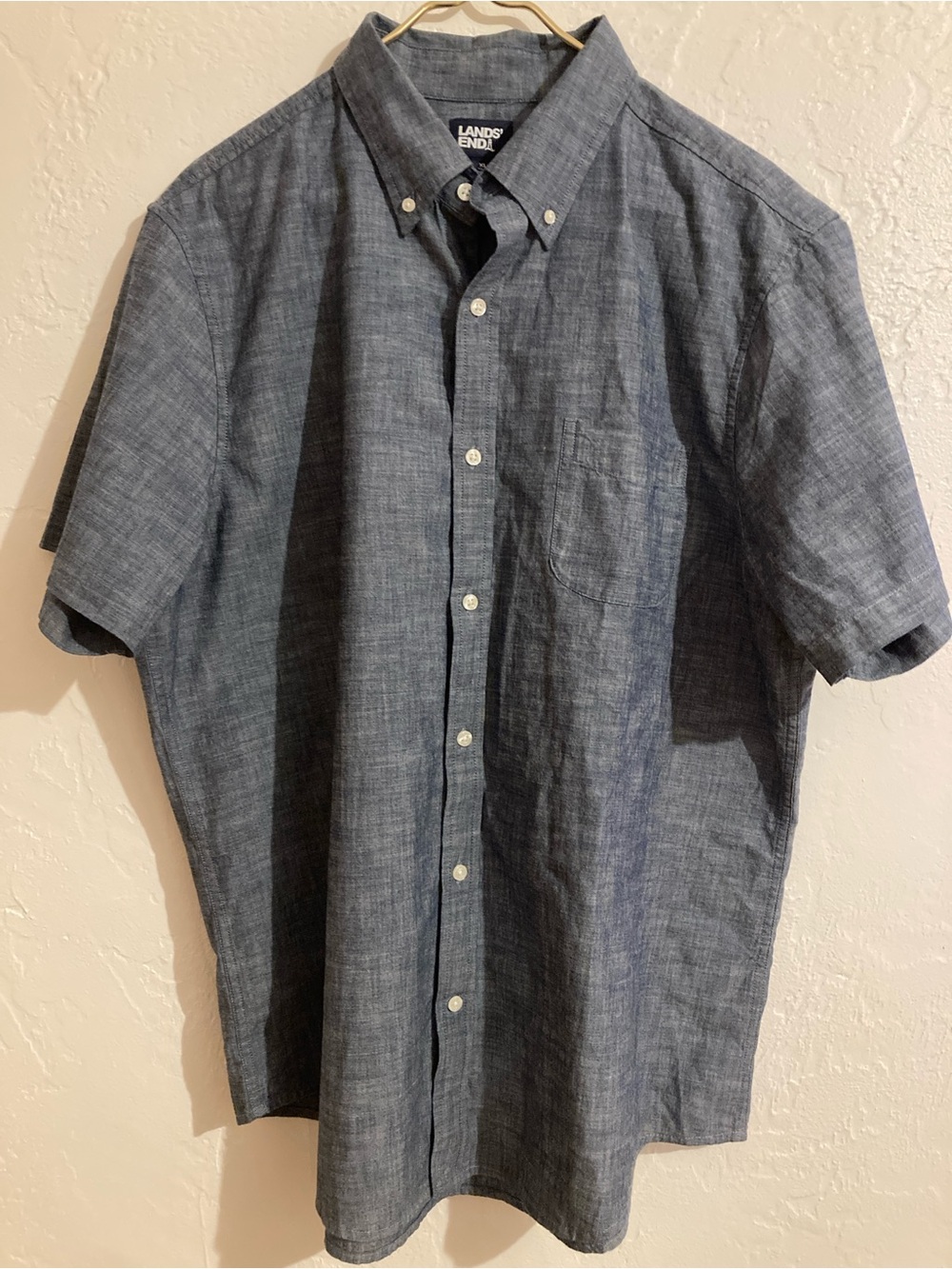 Lands' End Men's Short-Sleeve Chambray Shirt